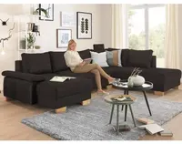 Sedací souprava Chivas, tvar pravé U, temně hnědá látka