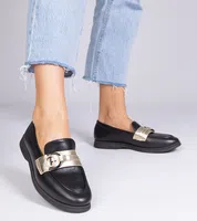 Gemre Black eco-leather moccasins with rhinestones Berita