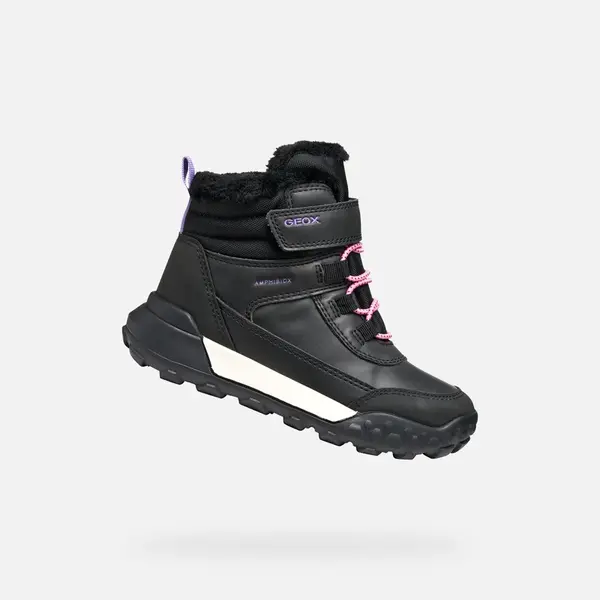 Black Girls Ankle Boots Geox Trekkyup AB - Girls