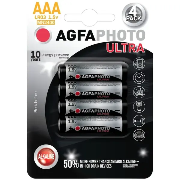 AgfaPhoto Ultra batéria LR03 AAA, blister 4ks