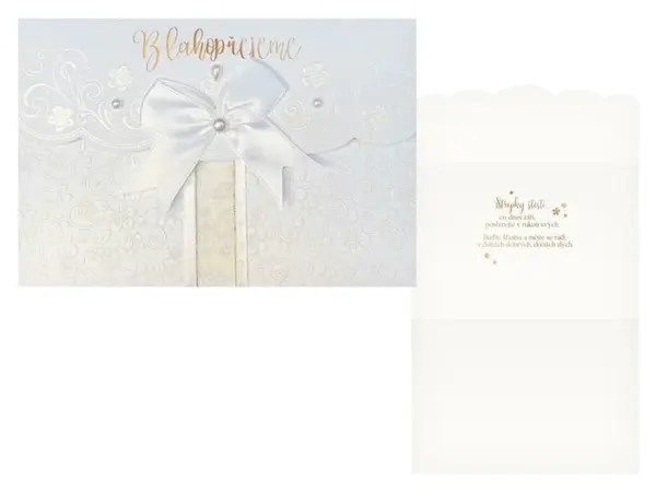 Přání svatební s klopou na peníze M16-107 W