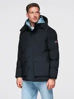 Ombre Men's winter jacket with detachable hood in waterproof material - black