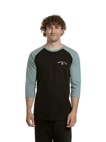 Meatfly pánské tričko s dlouhým rukávem Kennedy Raglan Dusty Mint / Black | Černá | Velikost L | 100% bavlna