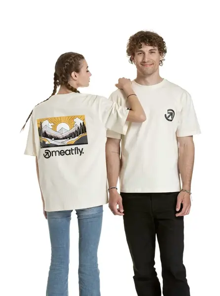 Meatfly unisex tričko Cachuma Blanc Mountains | Bílá | Velikost M/L | 100% bavlna