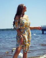 Resti Women's floral mini dress a'la hiszpanka in beige