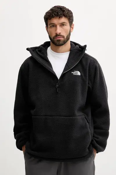 Fleecová mikina The North Face Dirus pánská, černá barva, s kapucí, hladká, NF0A8F1XJK31