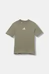 Dětské bavlněné tričko adidas zelená barva, JW3492