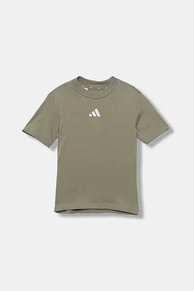 Dětské bavlněné tričko adidas zelená barva, JW3492