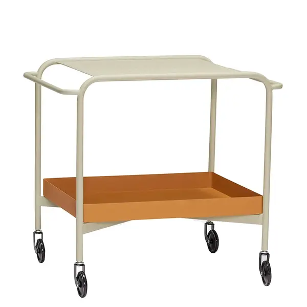 Stolek na kolečkách Hübsch Push Trolley 66 x 47 x 62 cm béžová barva