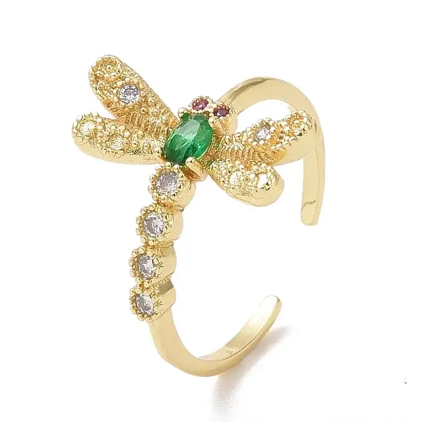 Green Cubic Zirconia Dragonfly Open Ring