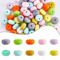 20Pcs 10 Colors Rondelle Silicone Beads