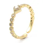 Rack Plating Brass Micro Pave Clear Cubic Zirconia Cuff Rings