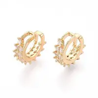 Brass Micro Pave Clear Cubic Zirconia Cuff Earrings