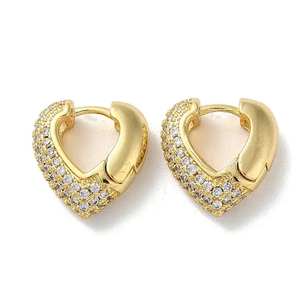 Brass Pave Cubic Zirconia Hoop Earrings for Women