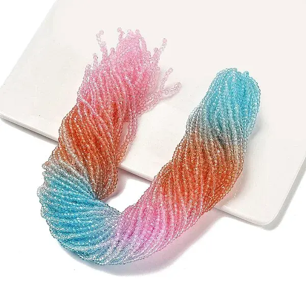 Transparent Painted Glass Beads Strands