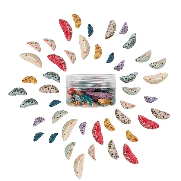 Dyed Natural Shell Half Moon Beads