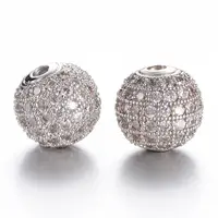 Brass Micro Pave Grade AAA Cubic Zirconia Beads