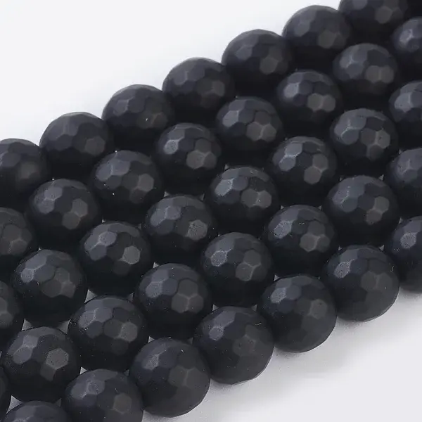 Synthetic Black Stone Beads Strands