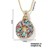 Brass Pave Colorful Cubic Zirconia Letter Pendant Box Chain Necklaces