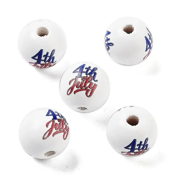 Independence Day Theme Wood European Beads