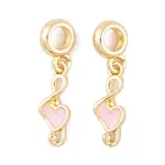 Rack Plating Alloy Pink Enamel European Dangle Charms