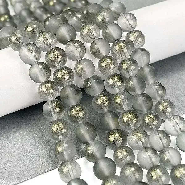 Frosted Transparent Glass Bead Strands