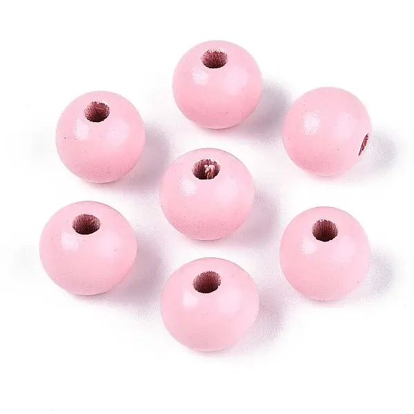 Spray Painted Round Natural Schima Wood Beads