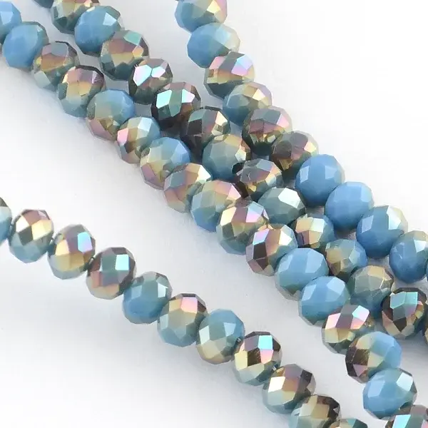 Electroplate Glass Faceted Rondelle Bead Strands