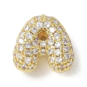 Brass Micro Pave Cubic Zirconia Beads