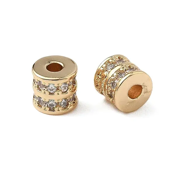 Brass Micro Pave Cubic Zirconia Beads