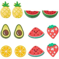 12pcs 6 style Fruit Theme Silicone Beads