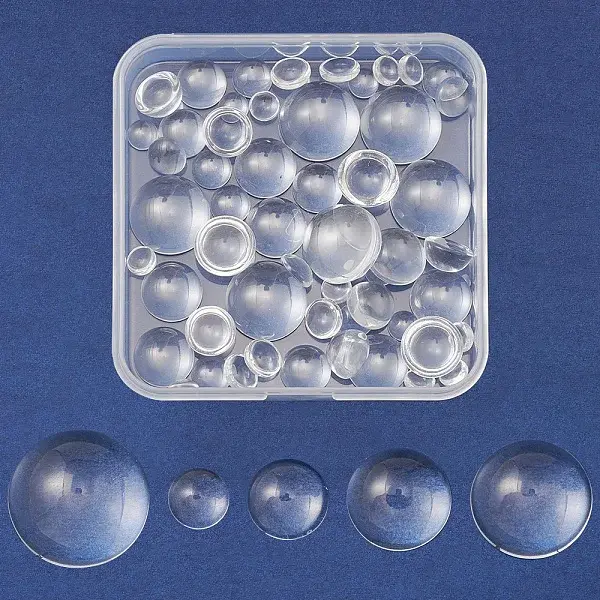 56Pcs 5 Styles Transparent Glass Cabochons