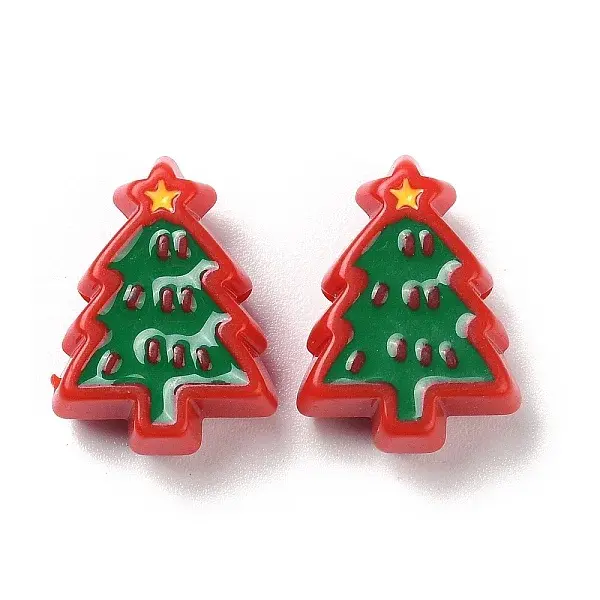 Christmas Decorations Theme Opaque Acrylic Bead with Enamel