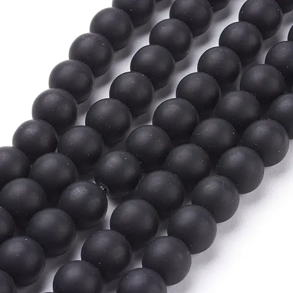 Synthetic Black Stone Beads Strands