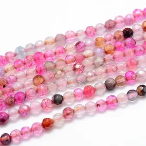 Dyed Natural Agate Faceted Round Beads Strands