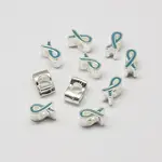 Alloy Enamel Awareness Ribbon Large Hole European Beads