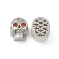 Brass Micro Pave Cubic Zirconia Beads