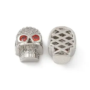 Brass Micro Pave Cubic Zirconia Beads