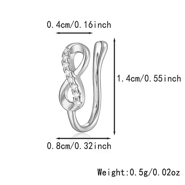 925 Sterling Silver Pave Clear Cubic Zirconia Nose Rings