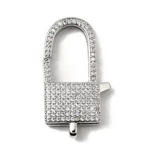 Brass Clear Cubic Zirconia Lobster Claw Clasps