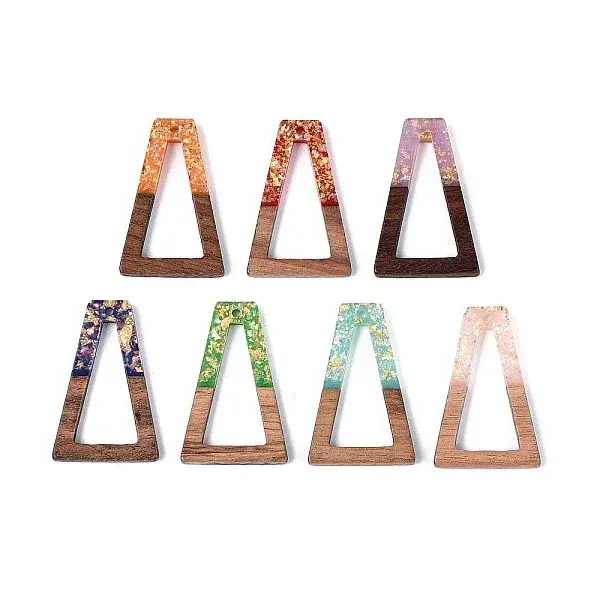 Opaque Resin and Walnut Wood Pendants