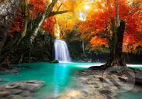 Deep Forest Waterfall - puzzle z kategorie Umělecké