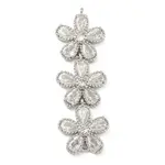 Brass Pave Clear Cubic Zirconia Three Flower Links Connector Charms