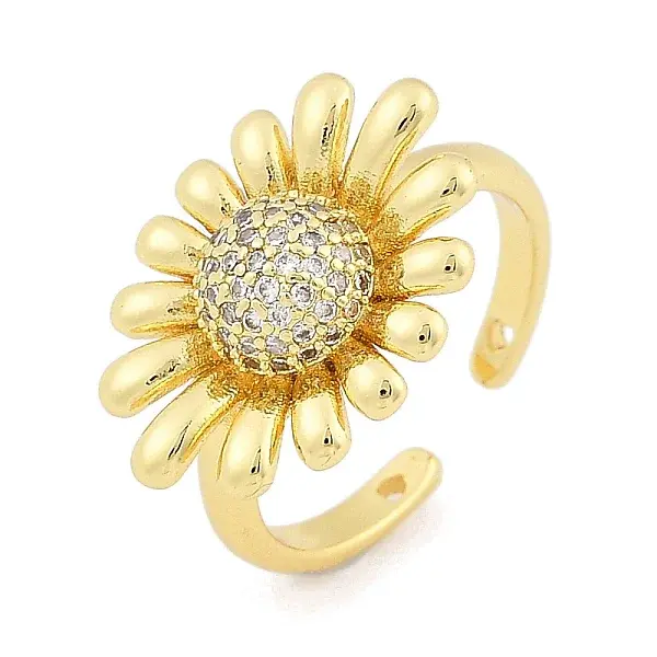 Brass Micro Pave Cubic Zirconia Cuff Rings