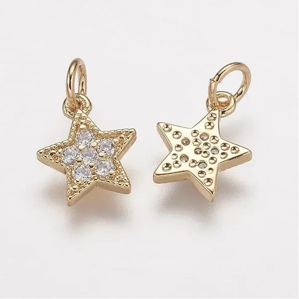 Brass Micro Pave Grade AAA Cubic Zirconia Charms