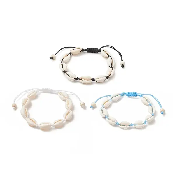 Natural Shell & Synthetic Turquoise Braided Bead Bracelet for Women