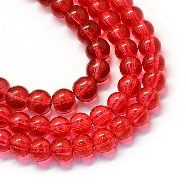 Baking Paint Transparent Glass Round Bead Strands