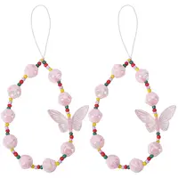 Acrylic Beaded Mobile Phone Lanyard Wrist Strap