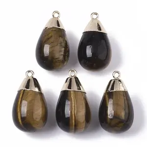 Top Golden Plated Natural Tiger Eye Pendants