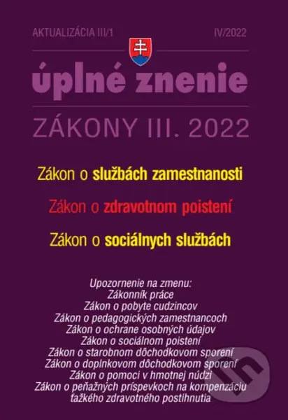 Aktualizácia III/1/2022 - Služby zamestnanosti, Zdravotné poistenie - kniha z kategorie Právo
